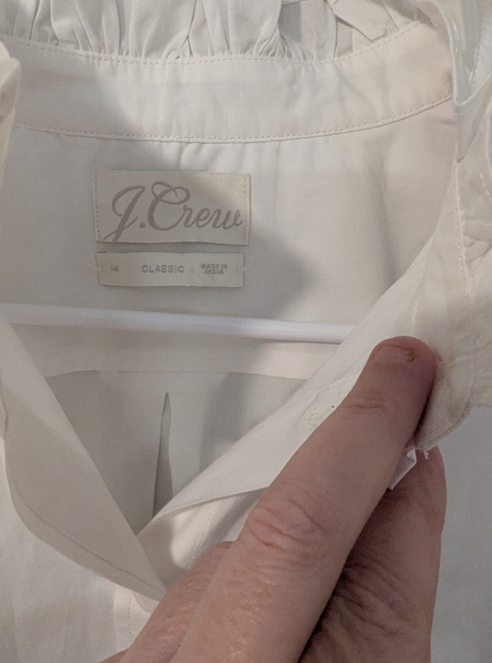 J. Crew, White Ruffle Collar Button-Down Shirt,M - Picture 4 of 6